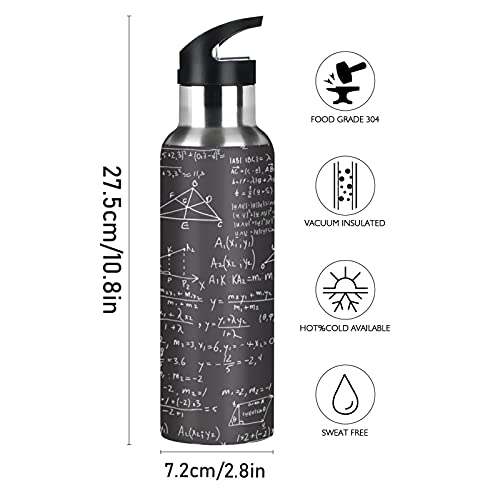 TropicalLife Insulated Water Bottle Education Math Formulas Water Bottle with Straw Stainless Steel Bottle Vacuum Insulated Tumblers for School Sports