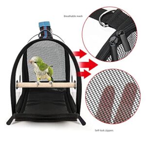 SinHuo Bird Carrier for Parrot Travel Cage Bag Carriers, Lightweight Transparent Breathable Portable Outdoor Birdcages Bird Bag for Budgies, Small Bird Cages with Wood Stand (Blue)