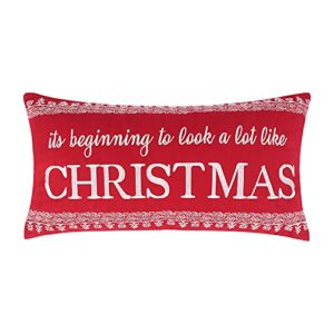 levtex home oscar & grace bretton woods decorative pillow (12x24in.) - christmas - red, and white