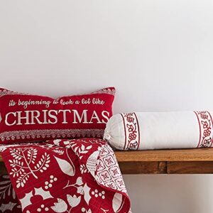 Levtex Home Oscar & Grace Bretton Woods Decorative Pillow (12x24in.) - Christmas - Red, and White