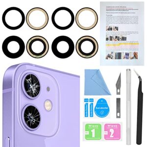 2pcs asdawn back camera lens glass replacement for iphone 12 and 12 mini all carriers,rear camera lens glass replacement with free lens film + installation manual + repair tool set