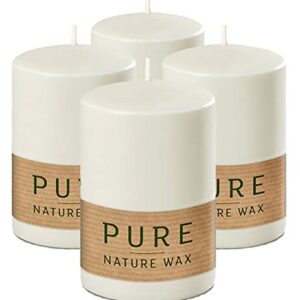 Hyoola Pure Natural Pillar Candles - Made of 100% Natural Wax - Paraffin Free - 2.3 x 3.5 Inch - White Pillar Candles - 4 Pack