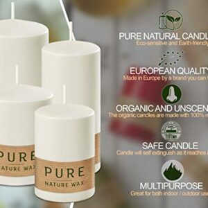 Hyoola Pure Natural Pillar Candles - Made of 100% Natural Wax - Paraffin Free - 2.3 x 3.5 Inch - White Pillar Candles - 4 Pack