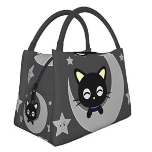 facite small lunch bag, insulated cute lunch bags for women kids gifts,toddler girls lunch box for school work, black thermal reusable durable portable soft cooler tote bag, cat