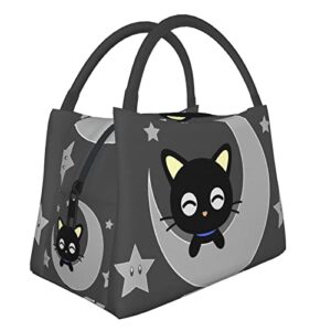 FACITE Small Lunch Bag, Insulated Cute Lunch Bags for Women Kids Gifts,Toddler Girls Lunch Box for School Work, Black Thermal Reusable Durable Portable Soft Cooler Tote Bag, Cat