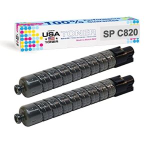 made in usa toner compatible replacement for ricoh sp c820 sp c821 821026, 821034 (black, 2 pack)