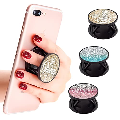 DaBuBu New Version Phone Holder Pink Gold Blue Glitter 3 Pack Expanding Grip Stand Finger Holder for Smartphone and Tablets