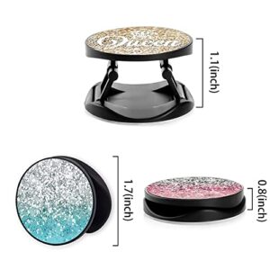 DaBuBu New Version Phone Holder Pink Gold Blue Glitter 3 Pack Expanding Grip Stand Finger Holder for Smartphone and Tablets