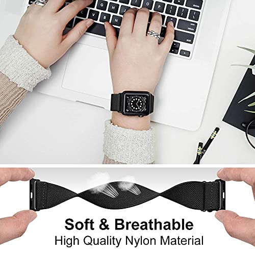 ShuYo Compatible with Apple Watch Bands 38mm 40mm 41mm 42mm 44mm 45mm,Adjustable Soft Solo Loop with Buckle Woven Elastic Sport Bands for iWatch Series SE/8/7/6/5/4/3/2/1(38 40 41MM)