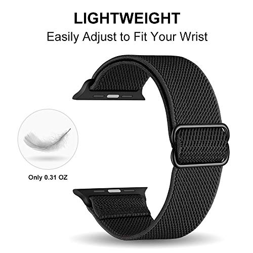 ShuYo Compatible with Apple Watch Bands 38mm 40mm 41mm 42mm 44mm 45mm,Adjustable Soft Solo Loop with Buckle Woven Elastic Sport Bands for iWatch Series SE/8/7/6/5/4/3/2/1(38 40 41MM)