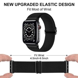 ShuYo Compatible with Apple Watch Bands 38mm 40mm 41mm 42mm 44mm 45mm,Adjustable Soft Solo Loop with Buckle Woven Elastic Sport Bands for iWatch Series SE/8/7/6/5/4/3/2/1(38 40 41MM)