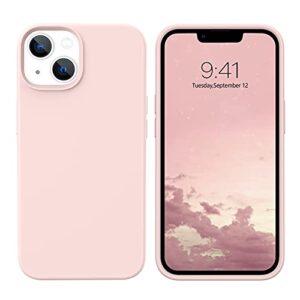 veningo iphone 13 case,phone case for iphone 13,slim fit liquid silicone soft gel rubber lightweight microfiber lining shockproof anti-scratch protective phone cover for iphone 13 6.1'' 2021,pink sand