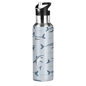 tropicallife insulated water bottle sharks animal pattern water bottle with straw stainless steel bottle vacuum insulated tumblers for school sports