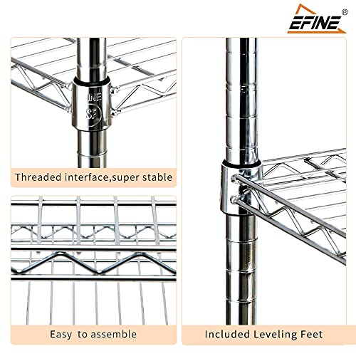 EFINE Chrome 5-Shelf Shelving Unit with 5-Shelf Liners, NSF Adjustable Heavy Duty Steel Wire Shelves, 350lbs Loading Capacity Per Shelf, Storage Rack(36W x 14D x 72H) Pole Diameter 1 Inch