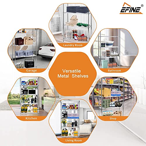 EFINE Chrome 5-Shelf Shelving Unit with 5-Shelf Liners, NSF Adjustable Heavy Duty Steel Wire Shelves, 350lbs Loading Capacity Per Shelf, Storage Rack(36W x 14D x 72H) Pole Diameter 1 Inch