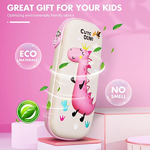 Unicorn Pencil Case for Kids Girls,3D EVA Cute Pencil Pouch,Medium Capacity Portable Multifunction Pen Bag for Girls Kids Teen (Cute Dino)