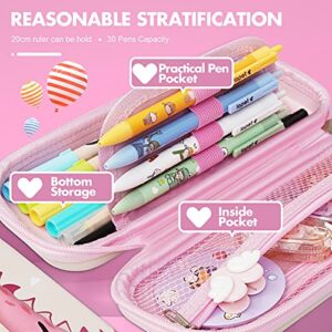 Unicorn Pencil Case for Kids Girls,3D EVA Cute Pencil Pouch,Medium Capacity Portable Multifunction Pen Bag for Girls Kids Teen (Cute Dino)