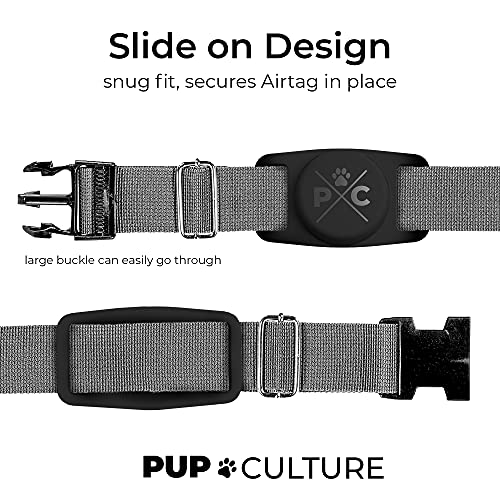 Pup Culture Airtag Dog Collar Holder, Protective Airtag Case for Dog Collar, Airtag Loop for GPS Dog Tracker, Dog Trackers for Apple iPhone, Airtag Pet, Dog Airtag Holder