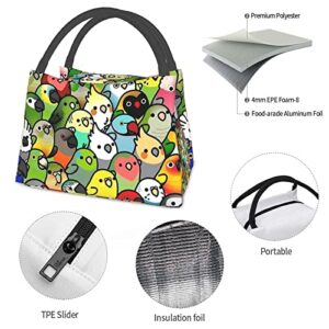 FACITE Kids Lunch Box for Girls, Insulated Small Cute Lunch Bag Women Gifts,Fresh Reusable Lunch Bag for Girls, Green Soft Foldable Anime Teen Lunchbox for School Outdoor, Bird Parrot