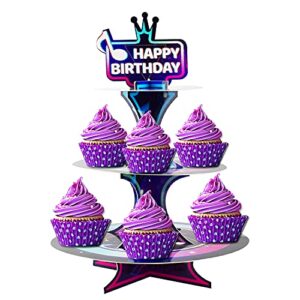 Vonwitun Cupcake Stand Party Supplies 3 Tiers Large Space Trending Party Decoration Cupcake Tower Dessert Serving Tower for Birthday, Party, Music Festival, Wedding