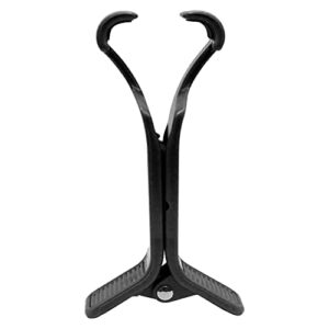 universal cell phone stand for desk v shape tech clip, strong spring clamp with soft pad for vertical and horizontal screen viewing - black