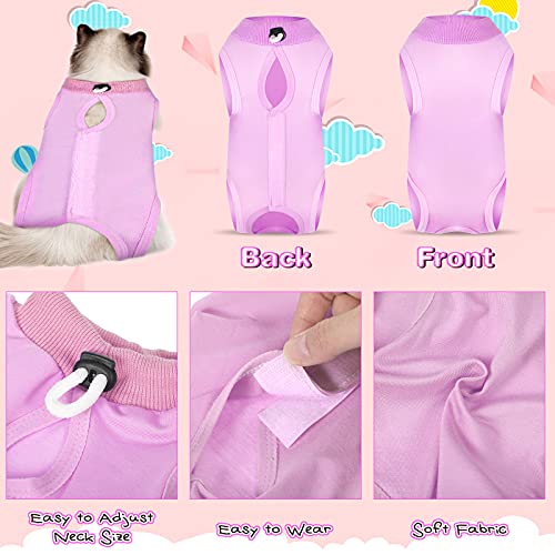 3 Pieces Cat Recovery Suit Kitten Recovery Suit E-Collar Alternative for Cats and Dogs Abdominal Skin Anti Licking Pajama Suit (Medium, Solid Pattern)