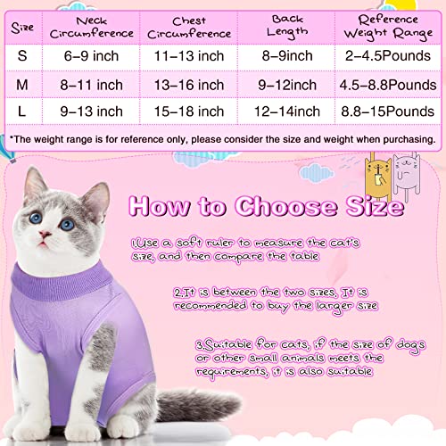 3 Pieces Cat Recovery Suit Kitten Recovery Suit E-Collar Alternative for Cats and Dogs Abdominal Skin Anti Licking Pajama Suit (Medium, Solid Pattern)