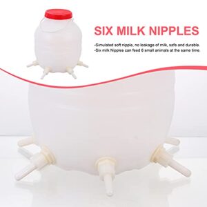 YARDWE 8L Animal Feeding Bottle Lamb Milk Bucket with 6 Silicone Nipples Large Capacity Nurse Feeder Pot for Calf Sheep Little Goat Baby Pig Dog Pet