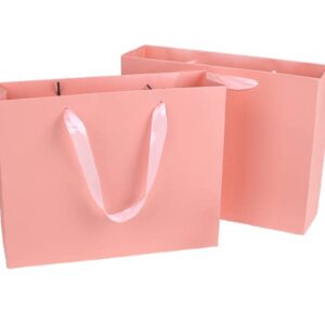 Dasofine Pink Gift Bags, 12pcs 10.86'' × 3.14'' × 8.5'' Small Paper Bags with Handle, Party Favor Gift Bags, Shopping Bags Bulk Crafts Retail Goodies Bags