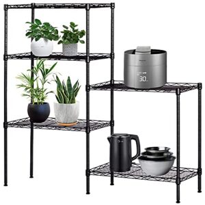 kennkari 5 tier adjustable metal shelf organizer rack for pantry/laundry/bathroom/kitchen/dorm, 3 tier small interlocking wire storage shelves, free standing shelving unit