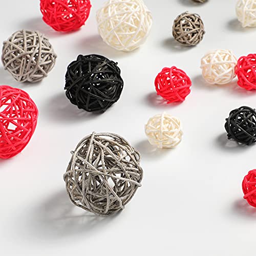 Shappy 24 Pieces Rattan Ball Decorations Wicker Rattan Balls with Organza Bag for Vase Bowl Filler Christmas Tree Ornaments Wedding Centerpieces Home Patio Garden Hanging Decoration