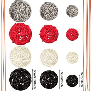 Shappy 24 Pieces Rattan Ball Decorations Wicker Rattan Balls with Organza Bag for Vase Bowl Filler Christmas Tree Ornaments Wedding Centerpieces Home Patio Garden Hanging Decoration