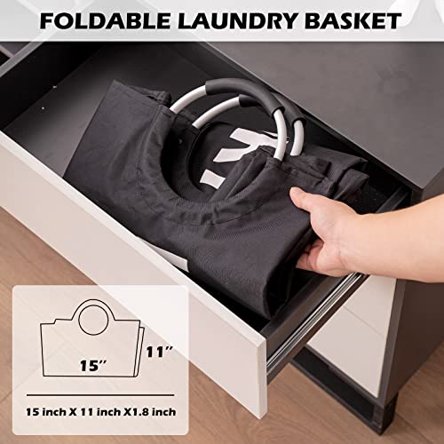 YOUDENOVA 115L Large Laundry Hampers with Handles, Collapsible Tall Clothes Baskets, Washing Bag for Bathroom, Bedrooms, College Dorm (Black)