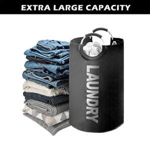 YOUDENOVA 115L Large Laundry Hampers with Handles, Collapsible Tall Clothes Baskets, Washing Bag for Bathroom, Bedrooms, College Dorm (Black)