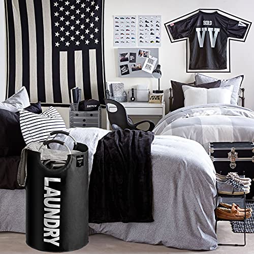 YOUDENOVA 115L Large Laundry Hampers with Handles, Collapsible Tall Clothes Baskets, Washing Bag for Bathroom, Bedrooms, College Dorm (Black)