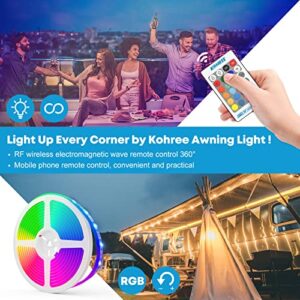 Kohree 20FT RV Awning Led Light Kit, RGB Dimmable Waterproof 12V Strip Exterior Lighting with APP/Remote Control, for Party Camper Motorhome Travel Trailer (White & Multi-Color)