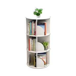 toytexx inc and design 3 tier 360° rotating stackable shelves bookshelf organizer (white)