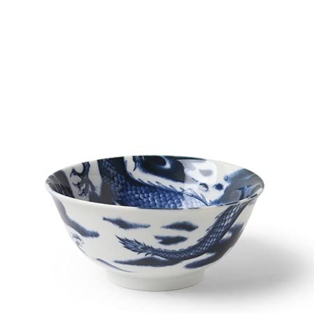 123kotobukijapanstore Japanese Flying Dragon Ceramic 6 Inches Diameter Large Rice Bowl Donburi Soup Noodle or Serving Bowl{#J4891}J, Blue, 6 in diam. x 2.75 in h