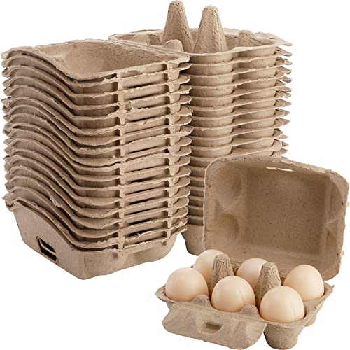 Lawei 20 Pack Empty Egg Cartons - 6 Cell Pulp Fiber Egg Tray Holder Egg Storage Containers for Family, Farm, Market, Camping, Picnic, Travel