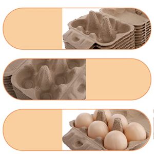 Lawei 20 Pack Empty Egg Cartons - 6 Cell Pulp Fiber Egg Tray Holder Egg Storage Containers for Family, Farm, Market, Camping, Picnic, Travel