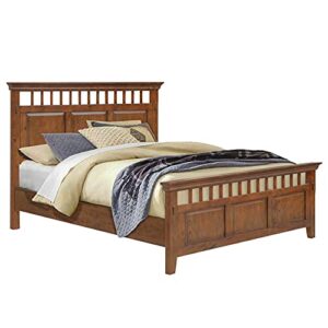 sunset trading mission bay king bed | amish brown solid wood | headboard and footboard panel