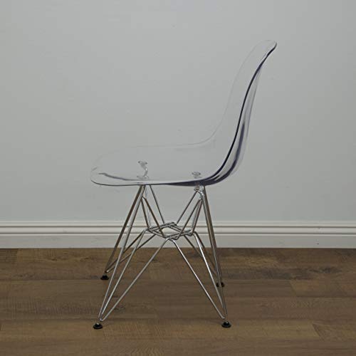 Ergo Furnishings Modern Eiffel Tower Dining Side Set of 4 Chair, Transparent