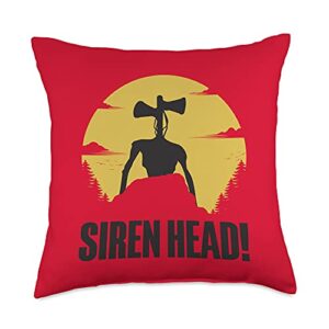 scary siren head creature & sunset mountain creepy siren head costume for kids boys & girls-folklore throw pillow, 18x18, multicolor