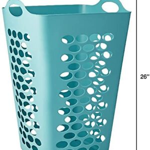 CR-FUSE 2 Pcs of Mainstays Flexible Square Teal Laundry Hamper, Great Laundry Basket 26 Inches(2-Pack)