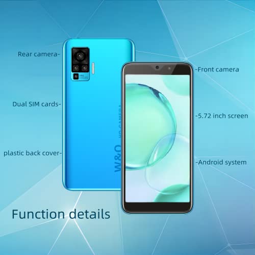 aderroo 1GB RAM 8GB ROM， S18 Android Smartphone,5.72-inch Screen，Front and Rear Cameras，Only Supports Dual SIM Card Frequency Band of 3GWCDMA (850/2100MHZ)，Unlocked Cell Phone（Blue）