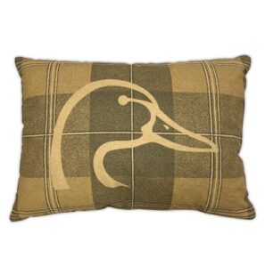 boston linen company ducks unlimited du plaid polycotton oblong pillow - throw pillow for couch & bed - soft & comfortable duck pillow - indoor/outdoor decorative pillow - brown (14 x 20)