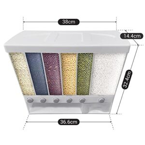 Dry Food Dispenser Cereal Container-Rice Dispenser 22 Pounds Pantry & Kitchen Storage Bucket (White)