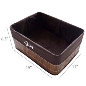 Laundry Hamper Bamboo Square Wicker Clothes Bin Basket Storage Bin Organizer-Girl Retail Dump Bin Folding Basket 100203NEW-NPF