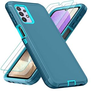 onola compatible with samsung a32 5g case,galaxy a32 5g case with hd screen protector (2 pack),samsung galaxy a32 5g case 3 in 1 durable case (lakeblue, a32 5g)