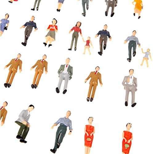 Pceewtyt 50pcs G Scale 1:30 Mix Painted Model People Train Park Street Passenger Figures, Multicolor, 055815A3